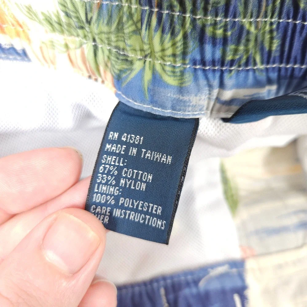 Polo Ralph Lauren Blue Hawaiian Board‎ Shorts Swim Trunks Mens Large